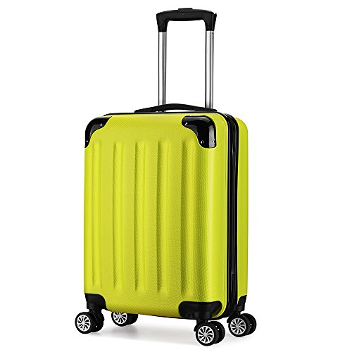 Maleta cabina Equipaje de mano 55cm ABS rígida ligera con 4 ruedas 40L Amarillo