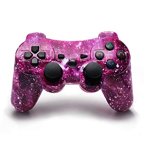 Mando PS3 Inalámbrico Gamepad Bluetooth PS3 Controller Joystick con Doble Vibración SIX-AXIS para PlayStation 3 / PC (Galaxy Púrpura) Mando PS3 Inalámbrico Gamepad Bluetooth PS3 Controller Joystick con Doble Vibración SIX-AXIS para PlayStation 3 / PC (Galaxy Púrpura)