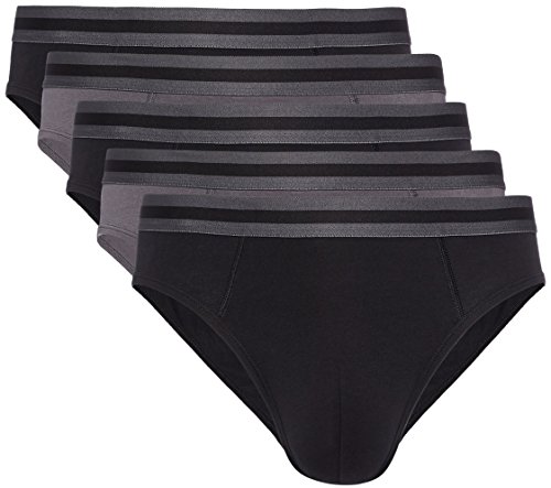 Marca Amazon - find. Slip para Hombre Y-Front, Pack de 5, Gris (Black X3, Charcoal X2), XL, Label: XL Marca Amazon - find. Slip para Hombre Y-Front, Pack de 5, Gris (Black X3, Charcoal X2), XL, Label: XL