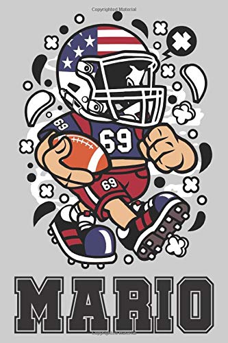 Mario: American Football Personalized Name Mario, Lined Journal Notebook, 100 Pages, 6x9, Soft Cover, Matte Finish, Gift Gifts, Preschool, Kindergarten, Kids