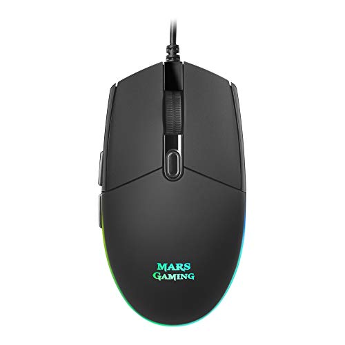 Mars Gaming MMG Ratón RGB Flow, Sensor Óptico 3200 DPI, Antideslizante Negro