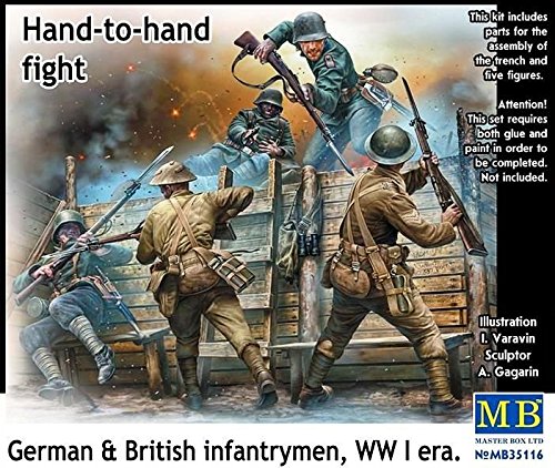 Masterbox Hand to Hand Fight/German and British Infantrymen/WWI Kit de construcción, Lucha Mano a Mano, Escala 1:35 (Gris)