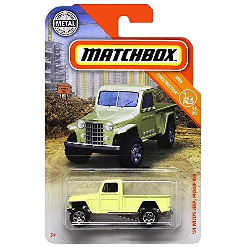 Matchbox MBX Construction '51 Willys Jeep Pickup 4x4 Diecast Car escala 1:64