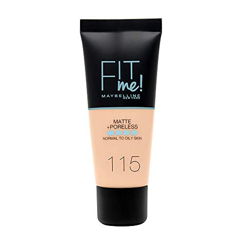 Maybelline New York, Base de Maquillaje que Calca a tu Tono Fit me! Mate y Afinaporos, Color: 115 Ivory Maybelline New York, Base de Maquillaje que Calca a tu Tono Fit me! Mate y Afinaporos, Color: 115 Ivory