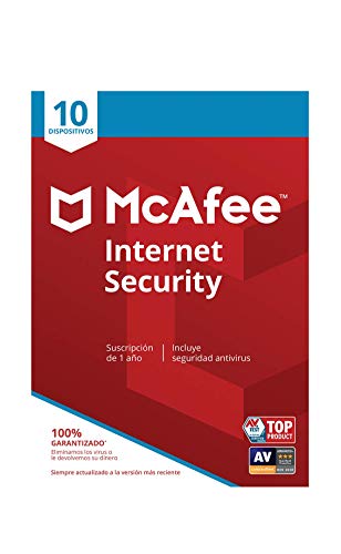 McAfee Internet Security - Antivirus | 10 Dispositivos | Suscripción de 1 año | PC/Mac/Android/Smartphones | Código de activación por correo