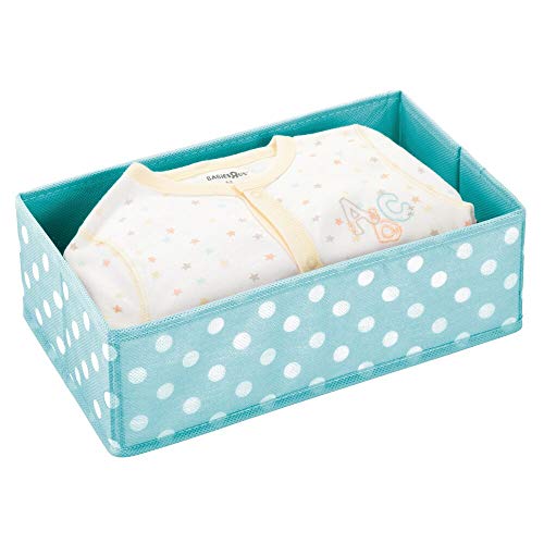 mDesign Juego de 6 Cajas de almacenaje para habitación Infantil o baño – Cesta organizadora para Ropa de bebé – Organizador de armarios de Fibra sintética Transpirable – Turquesa/Blanco