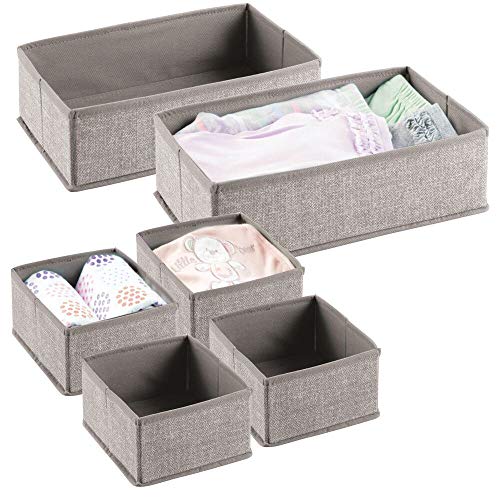 mDesign Juego de 6 Cajas para Guardar Ropa – Organizador de Armario en 2 tamaños para el Dormitorio Infantil – Cajas organizadoras de Fibra sintética con diseño Atractivo – Beige mDesign Juego de 6 Cajas para Guardar Ropa – Organizador de Armario en 2 tamaños para el Dormitorio Infantil – Cajas organizadoras de Fibra sintética con diseño Atractivo – Beige