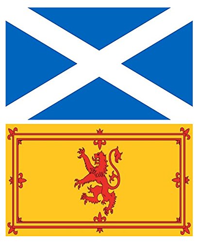 MEGA VALUE TWIN PACK St Andrews Cross Saltaire Scotland Flag + Rampant Lion Flag Quality Supporter Fans Large Flags 5'x3' (ft) by My Planet