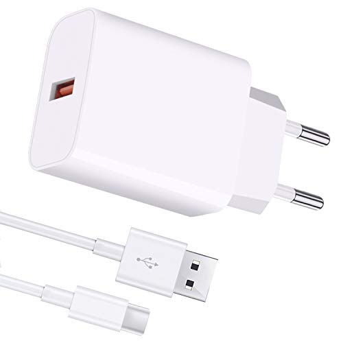 MEROM Cargador Quick Charge 3.0 Fuente de Alimentación Type C para Samsung Galaxy S10 S10 E Huawei P20 Xiaomi Mi 9 Redmi Note 9S HTC 10 OnePlus 5 LG G5 G6 Cable Adaptador USB