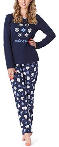 Merry Style Pijama Conjunto Camiseta y Pantalones Ropa de Cama Mujer MS10-169 (Azul Oscuro Oso, XXL)