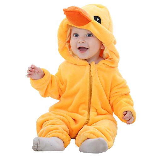 MICHLEY Bebé Ropa Mameluco Niños Niñas Pelele Pijama de Primavera y otoño Franela Traje de Animales Pato-100cm MICHLEY Bebé Ropa Mameluco Niños Niñas Pelele Pijama de Primavera y otoño Franela Traje de Animales Pato-100cm