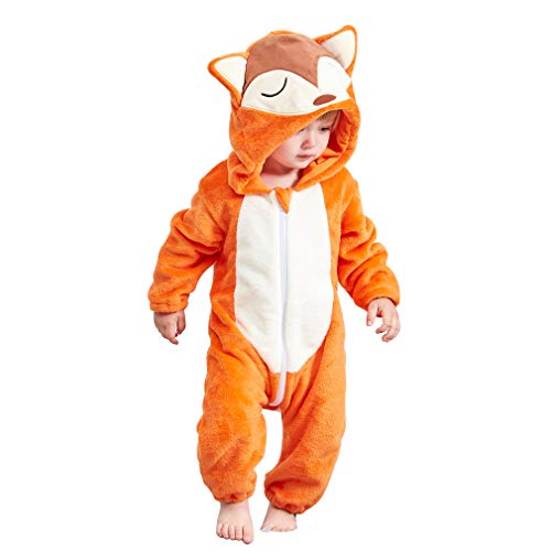 MICHLEY Bebé Ropa Mameluco Niños Niñas Pelele Pijama de Primavera y otoño Franela Traje de Animales zorro-80cm MICHLEY Bebé Ropa Mameluco Niños Niñas Pelele Pijama de Primavera y otoño Franela Traje de Animales zorro-80cm