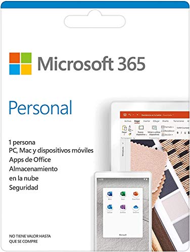 Microsoft 365 Personal | Suscripción anual o mensual | Para 1 PC o Mac, 1 tableta incluyendo iPad, Android, o Windows, además de 1 teléfono