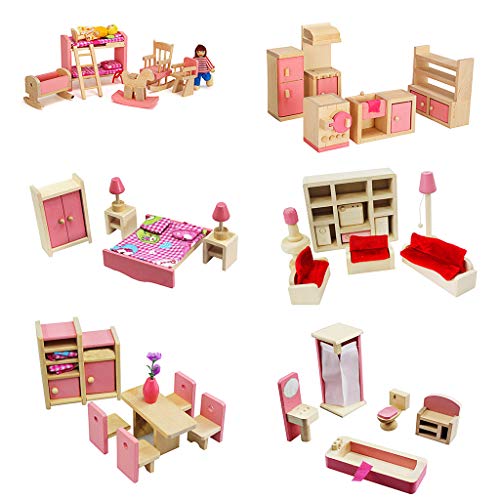 MIKI-Z 1 Set 1:12 Casa de muñecas en Miniatura Muebles de Madera Juego de niños Juguetes Regalo para Dollhouse Decoración de la Escena de la Vida,1piece,Random Deliver