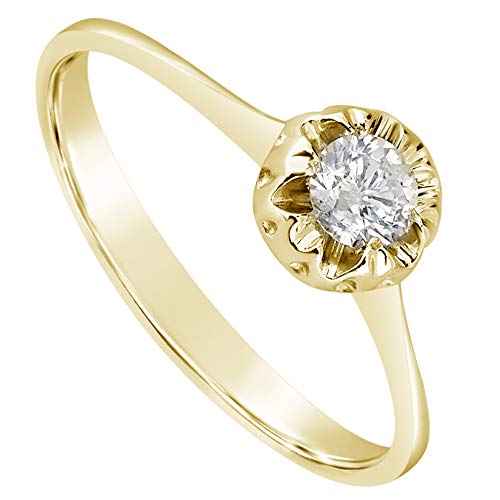 MILLE AMORI ∞ Anillo Compromiso mujer Oro y Diamantes ∞ Oro Amarillo 9 Ct 375 Diamantes 0.18 Quilates ∞ Colección Diadema + Luz + Volumen