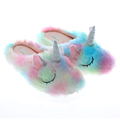 Millffy - Zapatillas de unicornio con diseño de unicornio, diseño de unicornio, para niñas