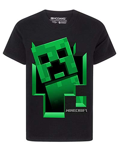 Minecraft Creeper Inside - Camiseta de manga corta para niño, color negro