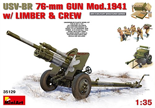 MiniArt 1: 35 Escala usv-BR Pistola de 76 mm Mod. 194 con Limber y Crew – Kit de Modelo de plástico de (Gris)
