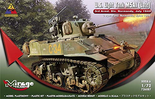Mirage Hobby 726087, escala 1:72 estadounidense M5A1 tanque ligero 3 Panc. División, Normandía, julio 1944 kit plástico modelo Mirage Hobby 726087, escala 1:72 estadounidense M5A1 tanque ligero 3 Panc. División, Normandía, julio 1944 kit plástico modelo