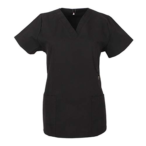 MISEMIYA - Casaca Mujer Mangas Cortas Uniforme Laboral CLINICA Estética Limpieza Veterinaria SANIDAD Dentista HOSTELERÍA Ref.707 - L, Negro