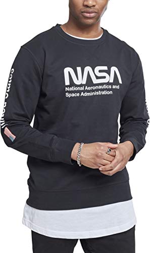 Mister Tee NASA Us Crewneck suéter, Negro (Black 00007), Medium para Hombre