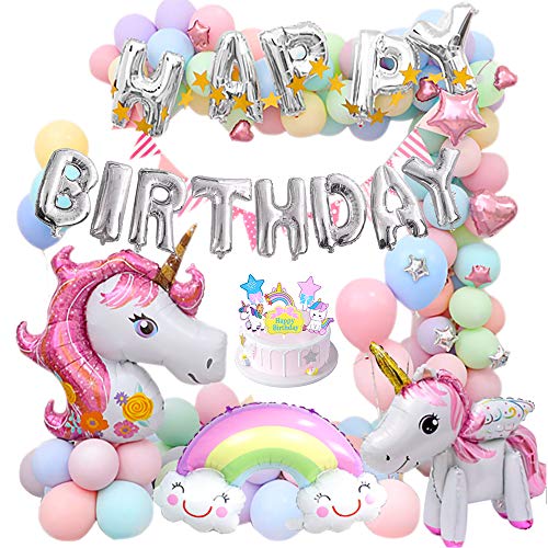 MMTX Unicornio Fiesta Decoración para mujer niña cumpleaños Fiesta,3D Unicornio Globos Cake Toppers Macaron Fiesta Globos Pennant Banner para Fiesta de cumpleaños Ducha Bodas Festival Decoración MMTX Unicornio Fiesta Decoración para mujer niña cumpleaños Fiesta,3D Unicornio Globos Cake Toppers Macaron Fiesta Globos Pennant Banner para Fiesta de cumpleaños Ducha Bodas Festival Decoración