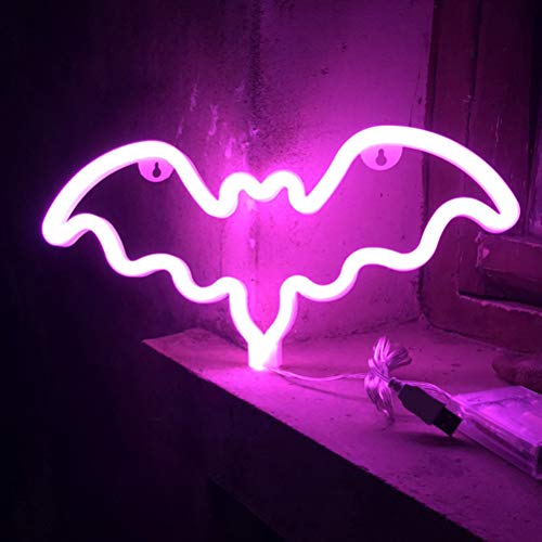 Mobestech Neon Light Signs Bat en forma de batería USB que modela la luz decorativa de Halloween para la fiesta en casa (sin baterías)
