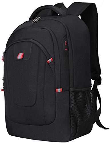 Mochila Antirrobo Impermeable, Mochila Portátil Hombre 17.3 Pulgadas USB Impermeable del Escolar Trabajo Diario Viaje Negocio Multifuncional Daypacks Negro