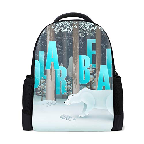 Mochila Bookbag Daypack Polar Bear Waterproof para Viajes intermedios Niñas Niños