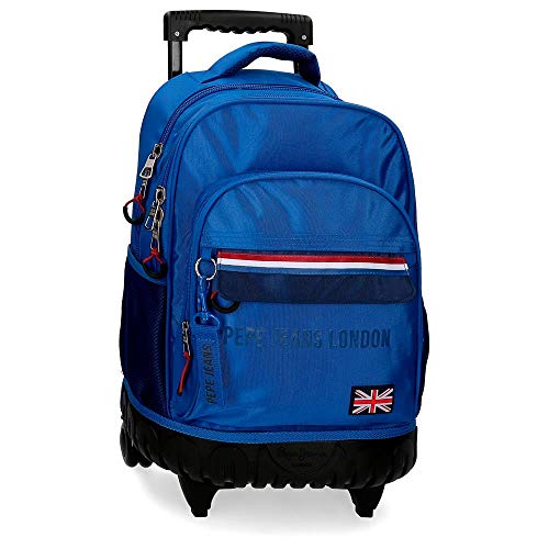 Mochila con ruedas Pepe Jeans Overlap 2R, Azul, 33x44x21 cm Mochila con ruedas Pepe Jeans Overlap 2R, Azul, 33x44x21 cm