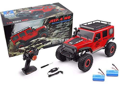 MODELTRONIC Crawler RC Jeep Wrangler SUV WLtoys 104311 Escala 1/10 2.4G tracción 4x4 RTR Color Rojo con BATERÍA Extra