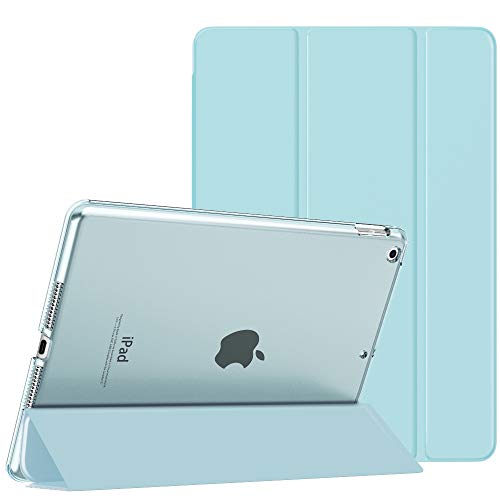 MoKo Funda para Nuevo iPad 8ª Gen 2020 / 7ª Generación 2019, iPad 10.2 Case, Ultra Delgado Función de Soporte Protectora Plegable Cubierta Inteligente Trasera Transparente, Azul Claro