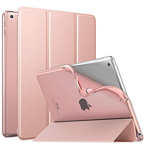 MoKo Funda para Nuevo iPad 8ª Generación 10.2" 2020 (10.2 Pulgadas) / iPad 7ª Generación 2019, Delgado Función de Soporte TPU Protectora Plegable Cubierta Trasera Transparente - Oro Rosa