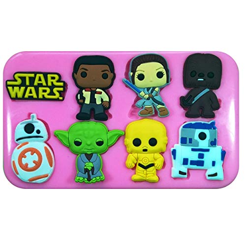 Molde de silicona de Star Wars Finn Rey BB-8 R2-D2 C-3PO Yoda Chewbacca para decoración de pasteles y cupcakes, herramienta de glaseado para azucarería de Fairie Blessings