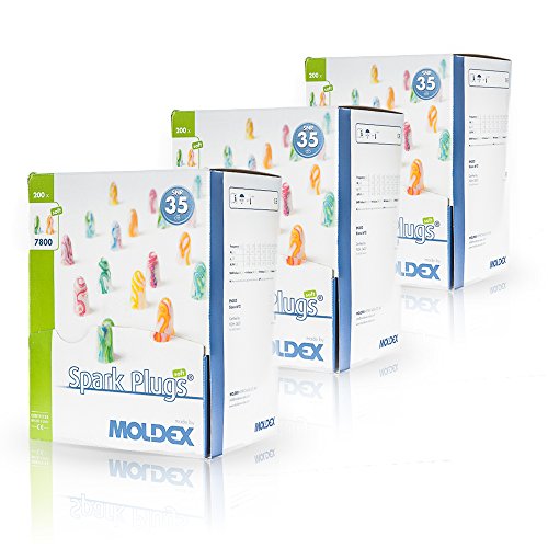 Moldex Spark Plugs Soft (7800) Lot de 200 paires de bouchons d’oreille, protection antibruit, SNR : 35 dB, emballage hygiénique et pratique par paire