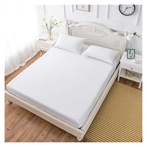 MOLUO Sábana 37 Hojas, sábanas elásticas, algodón elástico Cubierta de colchón de poliéster, tamaño Individual. (Color : White, Size : 2 Pillowcase 48x74cm)