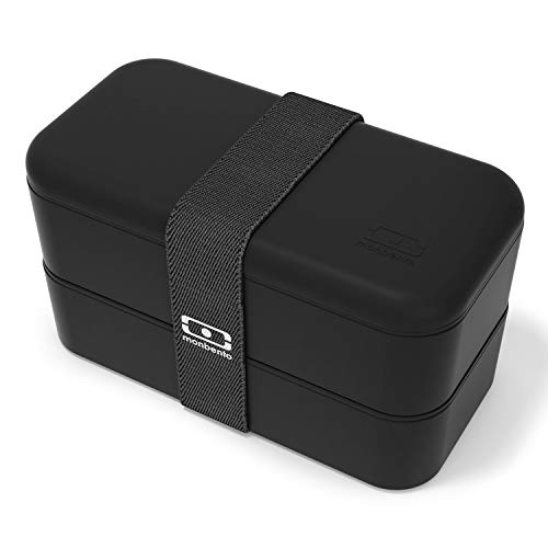 monbento - MB Original Negro Fiambrera Lunch Box Made in France Rosa - Bento Box con 2 Compartimientos Herméticos - Fiambrera Trabajo/Escuela - sin BPA - Segura y Duradera