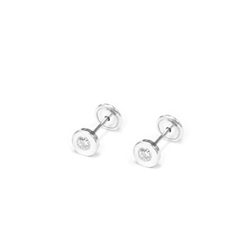 Monde Petit AG-2238 - Pendientes de bebe/niña plata Redondo con Circonita