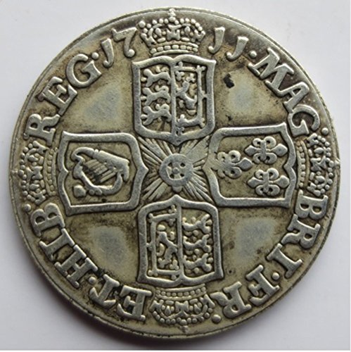 Moneda Rara antigua europea Inglaterra Reino Unido 1711 año Chelín Ana Británica Gran Plata Restrike Color Moneda