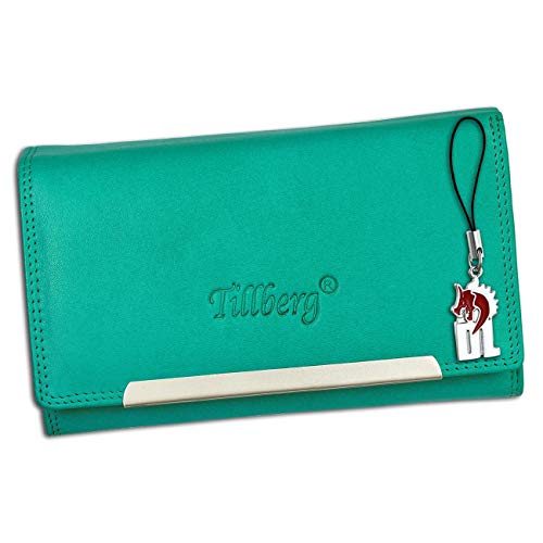 Monedero de piel de dragón, para mujer, color azul lago, 15,5 x 10 x 4 cm, OPR702T Monedero de piel de dragón, para mujer, color azul lago, 15,5 x 10 x 4 cm, OPR702T