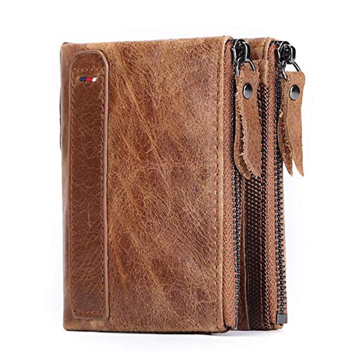 Monedero Monedero Money Clip Carteras De Cuero para Hombres con Cremallera Doble Billetera De Cuero Personalizada para Hombres Marido Papá Hijo Boyfriend Love Regalos,Brown1