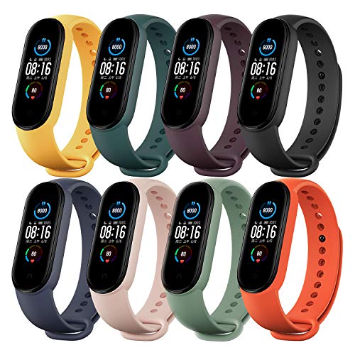 Monuary 8 Piezas Correas para Xiaomi Mi Band 5 / Amazfit Band 5 Pulsera, Silicona Reloj de Recambio Brazalete Coloridos Correa para Xiaomi Mi Smart Band 5 / Amazfit Band 5