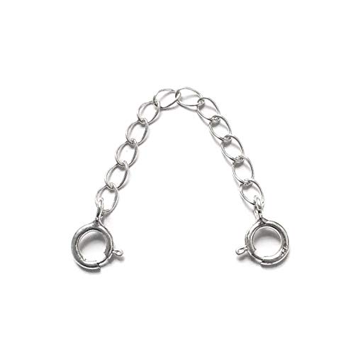 Moondrops Cadena de Seguridad - Cadena de Extensión - Corto - 54mm-2.0 Inches - Sólido 925 de Ley Plateado para Brazalete Collar Moondrops Cadena de Seguridad - Cadena de Extensión - Corto - 54mm-2.0 Inches - Sólido 925 de Ley Plateado para Brazalete Collar