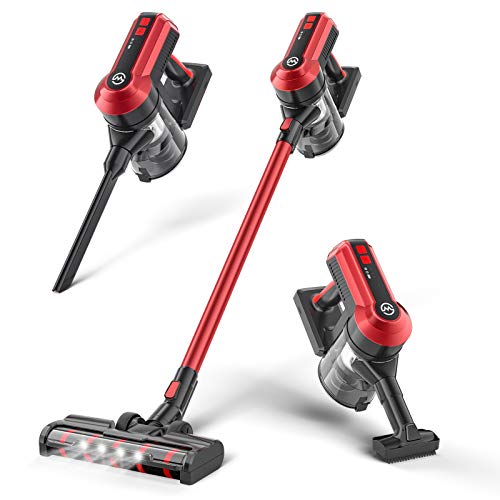 MooSoo Aspirador Escoba Sin Cable, 4 en 1 Vertical Escopa y de Mano Aspirador Sin Cable, 23kPa, 35 Minutos, Capacidad 1.2L, Sistema de filtración de 5 etapas, para Alfombras, Mascotas, Sofá, K23 MooSoo Aspirador Escoba Sin Cable, 4 en 1 Vertical Escopa y de Mano Aspirador Sin Cable, 23kPa, 35 Minutos, Capacidad 1.2L, Sistema de filtración de 5 etapas, para Alfombras, Mascotas, Sofá, K23