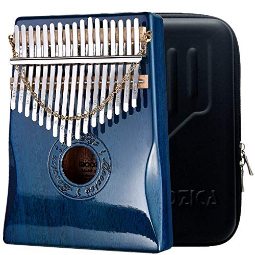 Moozica 17 teclas Kalimba piano de pulgar, Madera de caoba sólida profesional Marimba Mbira con acabado de laca de piano Instrumento musical Regalo (caoba-K17MBP)