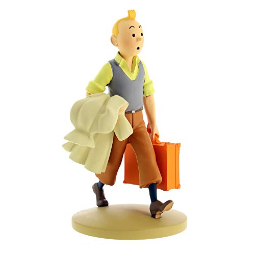 Moulinsart Figura de Colección Tintín con la Maleta, Marrón, 12 cm