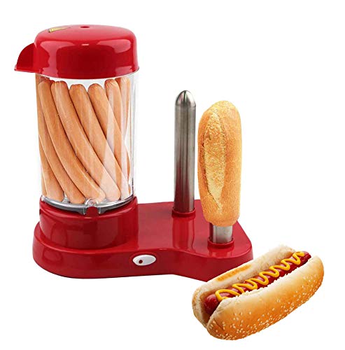 MovilCom® - Maquina de perritos calientes profesional al vapor | Hot dogs maker con 2 pinchos calentador de pan | Color rojo MovilCom® - Maquina de perritos calientes profesional al vapor | Hot dogs maker con 2 pinchos calentador de pan | Color rojo