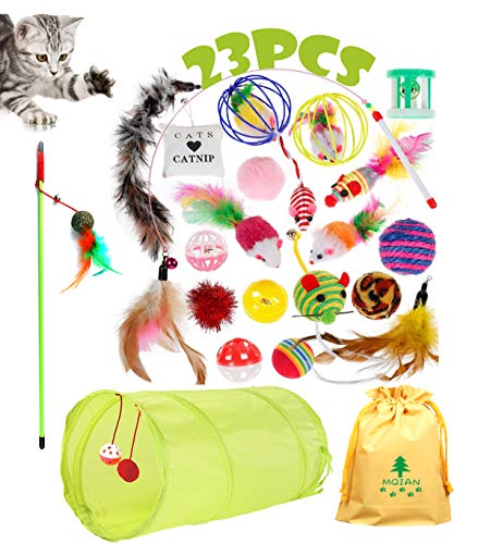 MQIAN Actualizado 23PCS Juguetes para Paquete de Variedad para Gatitos, Juguetes de Hierba gatera, Set di Juguetes para Gatos Interactivo Ratón,Juguetes para Gatos con Plumas túnel MQIAN Actualizado 23PCS Juguetes para Paquete de Variedad para Gatitos, Juguetes de Hierba gatera, Set di Juguetes para Gatos Interactivo Ratón,Juguetes para Gatos con Plumas túnel