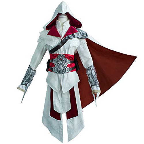 MSSJ Creed Ezio Auditore Disfraz de Cosplay Set Hombres Adultos Fiesta de Halloween Cos Ezio Disfraz de Cosplay con Accesorios M Conjunto de Ropa