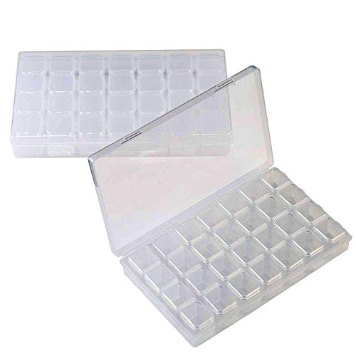 MUCHEN SHOP Organizador Extraíble de Plástico,2 Pack 28 Transparente Cajas de Pintura de Diamantes Joyería Organizar Caja para Arte de Uñas DIY Craft